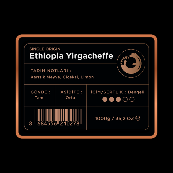 Luwacof Ethiopia Yirgacheffe Yöresel Kahve 1000 gr.